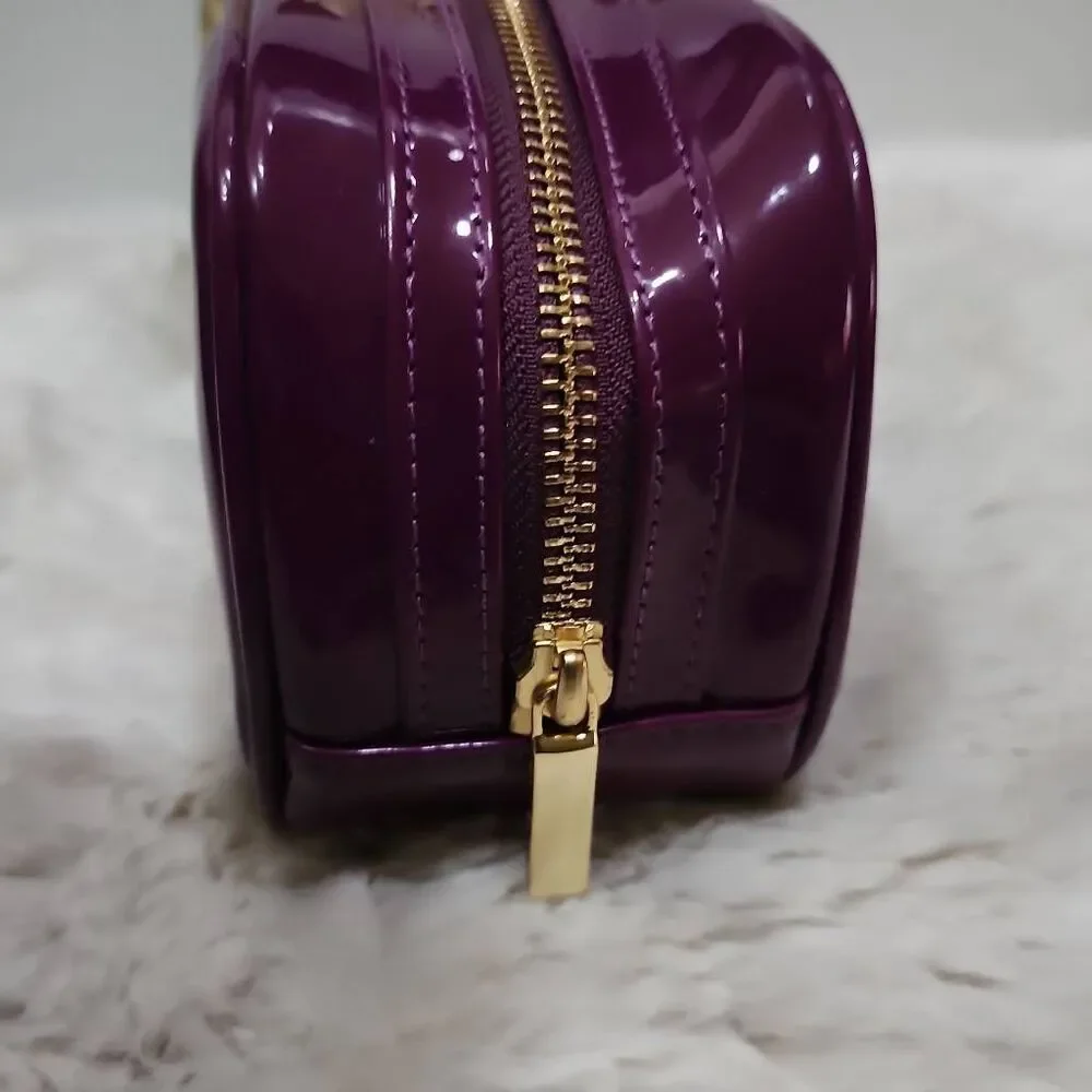 Tory Burch Stacked Patent Small Cosmetic Case Purple